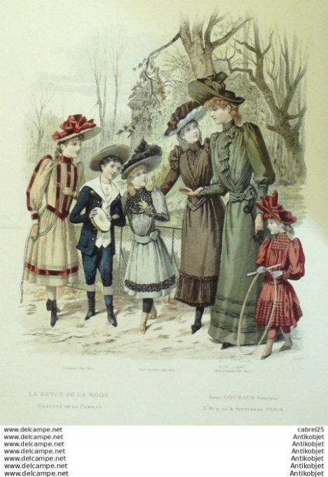 Gravure Mode La Gazette 1890 # 35 (Old Fashion plate)