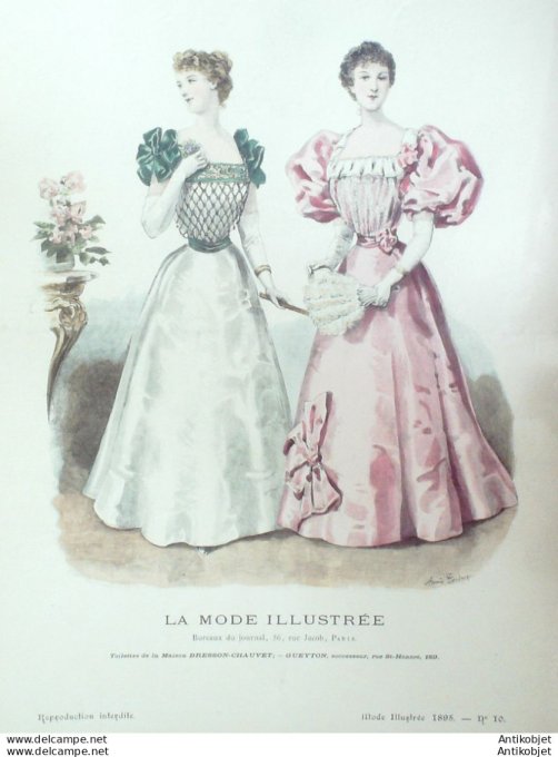 Gravure Mode illustree 1895 # 10 (Old Fashion plate) rare