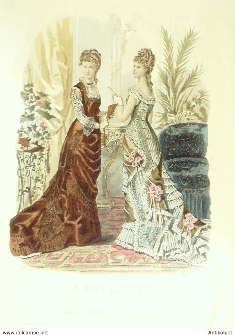 Gravure de mode La Mode illustrée 1878 n°01 (Maison Bréant-Castel)
