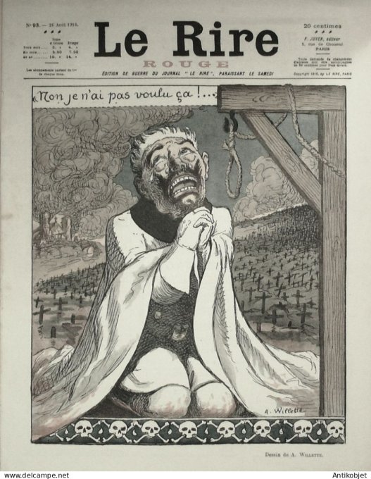 Le Rire Rouge 1916-08-26 # 93 Journal humoristique Ed.Originale Truc d'Isaac