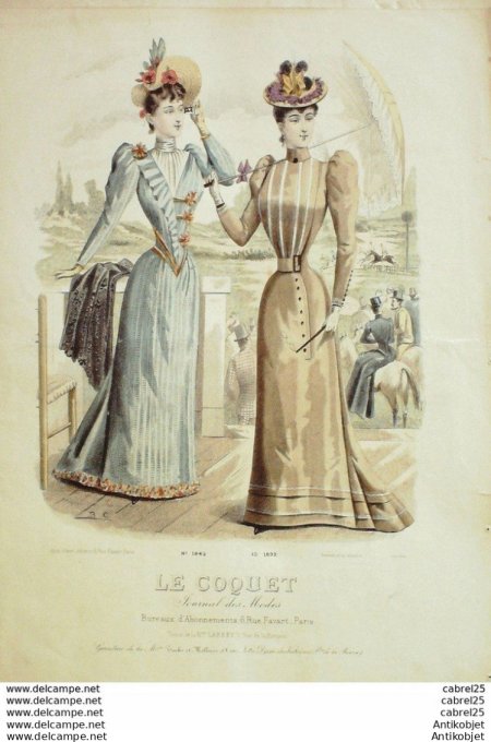 Gravure de mode Le Coquet 1892 n°19 (Maison Toche-Mellerio) T Gd format