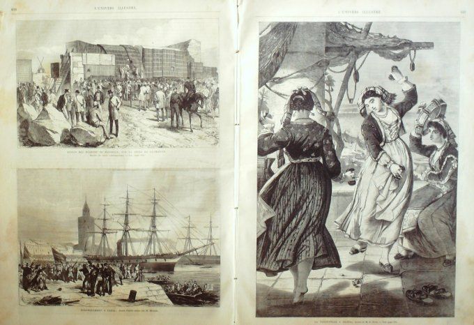 L'Univers illustré 1868 # 717 Italie Ischia Tarentelle Cadix Plymouth Le Havre (76) Ivoire trafic