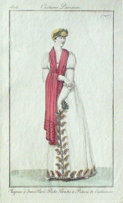 Gravure Mode Costume Parisien 1806 #  717 (eau forte old Fashion plate