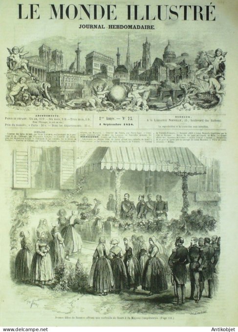 Le Monde illustré 1858 n° 73 Laval (53) Colmar (68) festival  Rennes (35) Guérande (44)