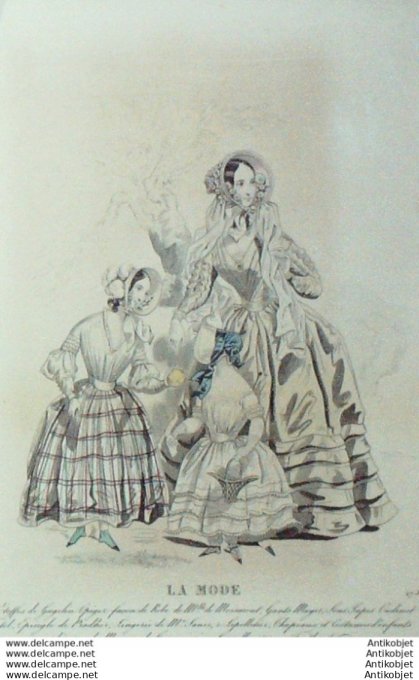 Gravure La mode 1840 # 25 (aquarelle old Fashion plate)