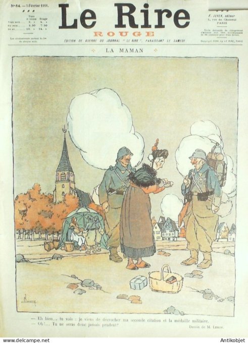 Le Rire Rouge 1916-02- 5 #  64 Journal humoristique Ed.Originale La Maman