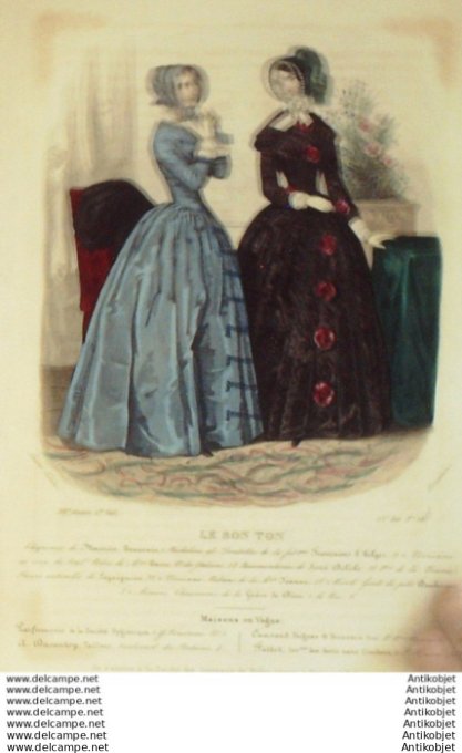 Gravure Mode Le Bon Ton 1847 14 # 28 (aquarelle old fashion plate)