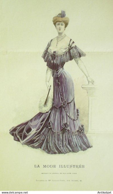 Gravure Mode illustree 1904 #  2 (Old Fashion plate) RARE