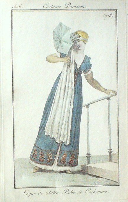 Gravure Mode Costume Parisien 1806 #  718 (eau forte old Fashion plate