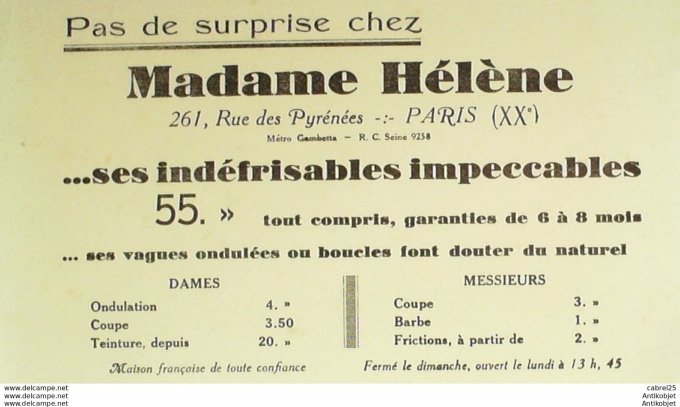 Buvard Madame Helene Coiffure