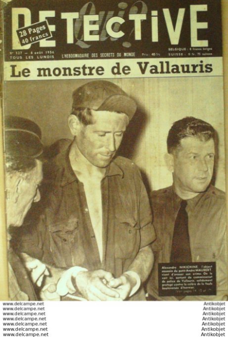 Détective 1956 # 527 Vallauris Sedan Pélussin Bourvil Annie Cordy Luis Mariano
