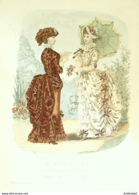 Gravure de mode La Mode illustrée 1883 n°22 (Maison Coussinet)