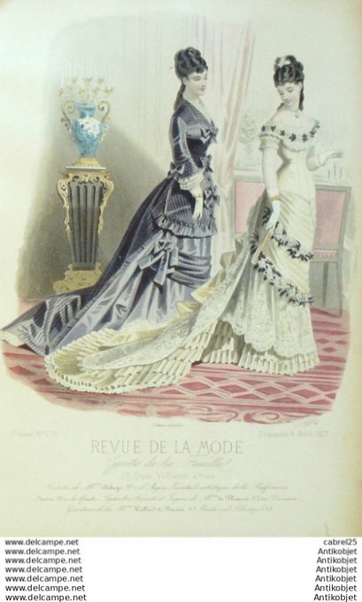 Gravure Mode La Gazette 1877 # 275 (Old Fashion plate)