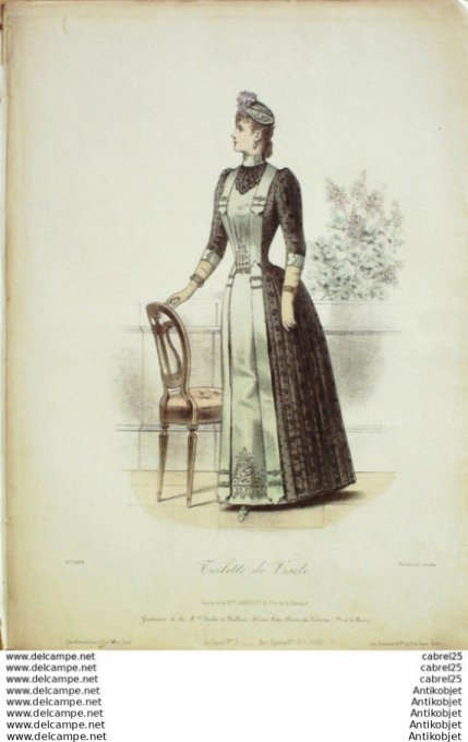 Gravure Mode Le Coquet 1889 # 08 (Old Fashion plate)