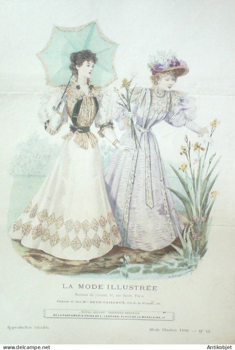 Gravure Mode illustree 1896 # 32 (Old Fashion plate) RARE
