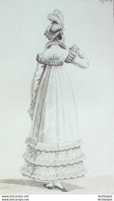 Gravure de mode Costume Parisien 1818 n°1711 Spencer de crépon