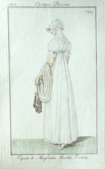 Gravure Mode Costume Parisien 1806 #  719 (eau forte old Fashion plate