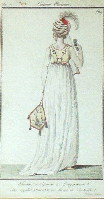 Costume Parisien 1798 an 7 # 71 (eau forte) Spencer à  l'Algérienne