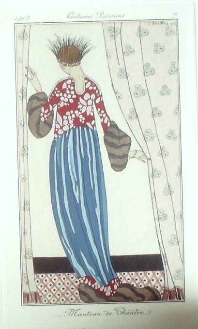 Barbier George Pochoir Mode Art Deco n°  71-1913 Journal des Dames