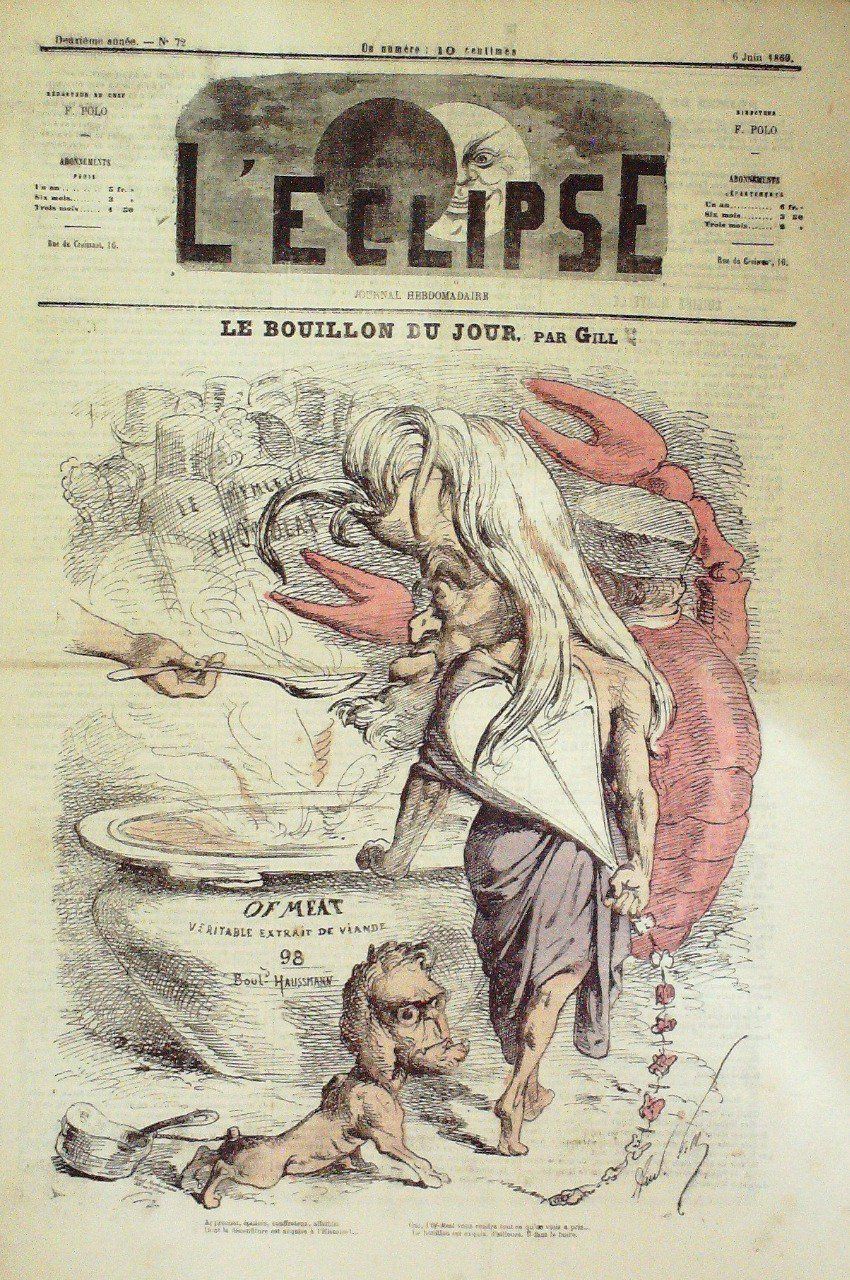 L'Eclipse 1869 n°72 LE BOUILLON du JOUR André GILL
