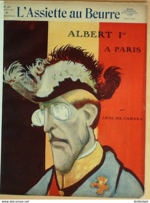 L'Assiette au beurre 1910 # 485 Albert 1er à Paris Camara Da Leal