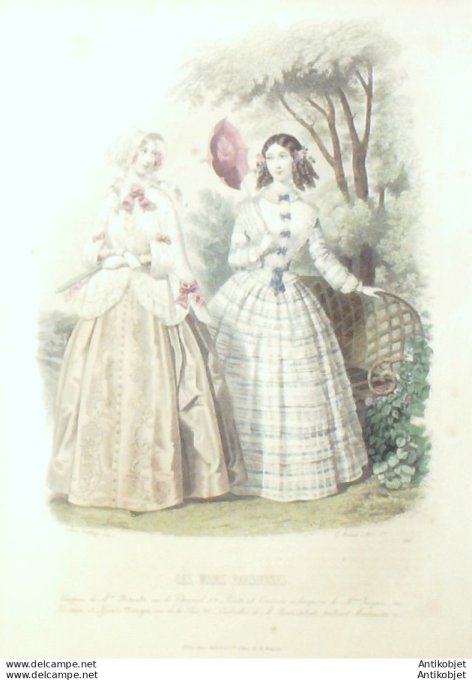 Gravure Les Modes Parisiennes 1846 # 161 Robe Visite & Canezou Maison Payan