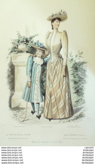 Gravure Mode La Gazette 1890 # 18 (Old Fashion plate)