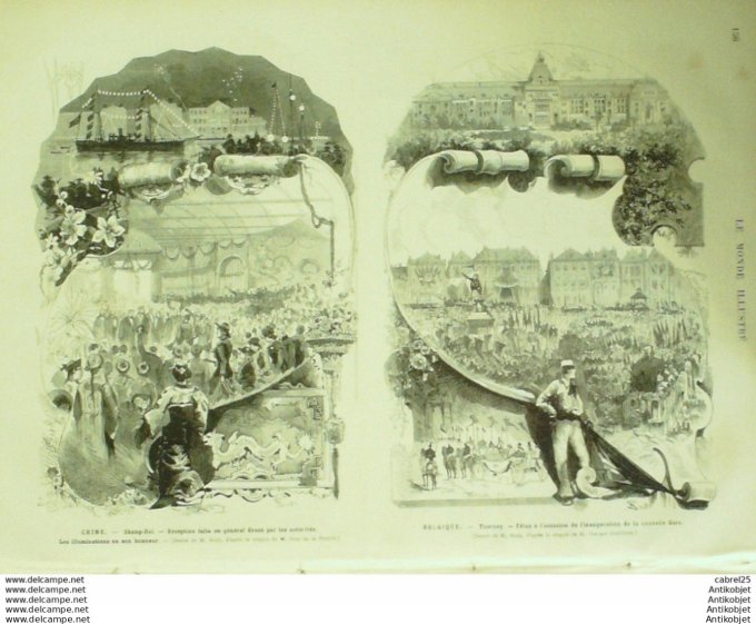 Le Monde illustré 1879 n°1171 Port Vendres (66) Chine Shanghai Japon Okoma Scènes Ikakou Belgique To