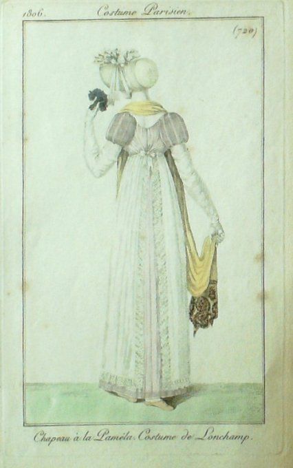 Gravure Mode Costume Parisien 1806 #  720 (eau forte old Fashion plate