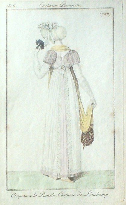 Gravure Mode Costume Parisien 1806 #  720 (eau forte old Fashion plate