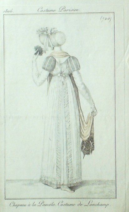 Gravure Mode Costume Parisien 1806 #  720b (eau forte old Fashion plate -