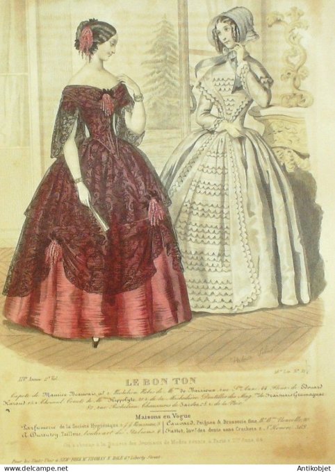 Gravure Mode Le Bon Ton 1847 14 # 31 (aquarelle old fashion plate)