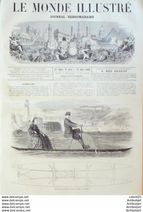Le Monde illustré 1868 n°624 Espagne Seville Corpus Arabie Aldhareb Teben Vélocipede