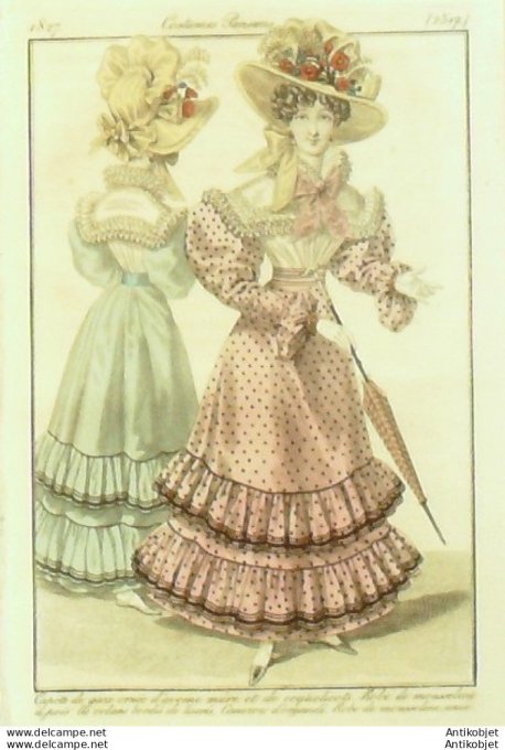 Costume Parisien 1827 # 2517 Robe mousseline à pois