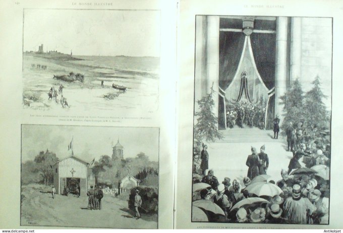 Le Monde illustré 1886 n°1536 Quettehou (50) sypéroodons amiral Courbet Metz (57) Mgr Dupont
