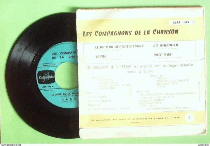 Les Compagnons de la chanson 45T EP Le jour ou la pluie viendra 1958