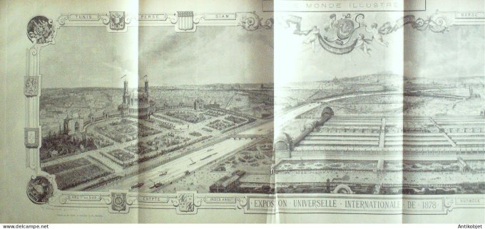 Le Monde illustré 1877 n°1069 expo Palais du Champ de Mars pavillons des pays au Trocadéro