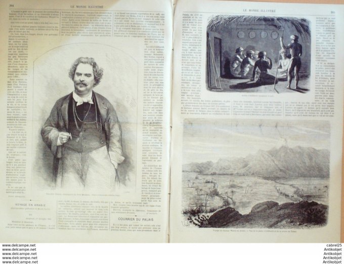 Le Monde illustré 1868 n°624 Espagne Seville Corpus Arabie Aldhareb Teben Vélocipede