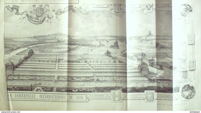 Le Monde illustré 1877 n°1069 expo Palais du Champ de Mars pavillons des pays au Trocadéro