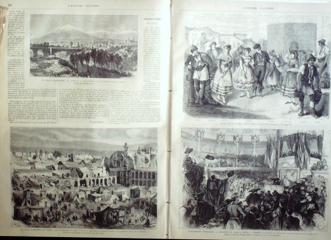 L'Univers illustré 1868 # 721 Allemagne Aschaffenbourg Pérou Aréquipa Espagne Alcolea costumes 