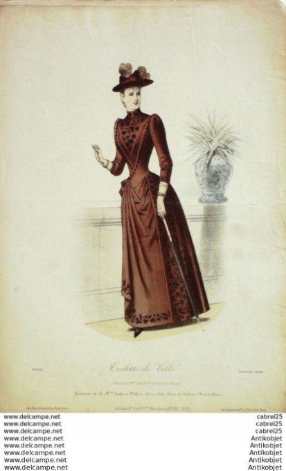 Gravure Mode Le Coquet 1889 # 06 (Old Fashion plate)