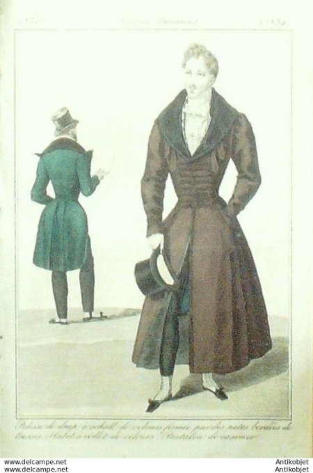 Gravure Mode Costume Parisien 1830 # 2839 (eau forte old Fashion plate