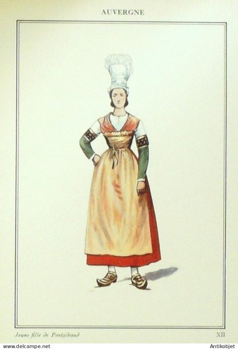 Auvergne-Rhône-Alpes Pontgibaud (63) Villageoise signé   par P.A Leroux XXème