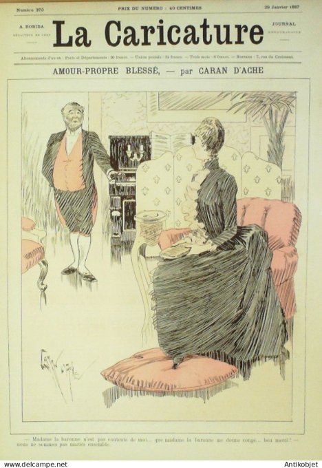 La Caricature 1887 #370 Amour propre Caran d'Ache Ohnet par Luque Bombled Fox