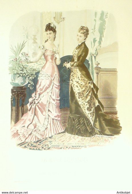 Gravure de mode La Mode illustrée 1878 n°02 (Maison Fladry)