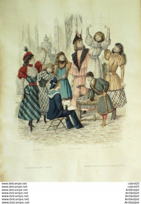 Gravure Mode Le Moniteur 1892 # 05 (Old Fashion plate)