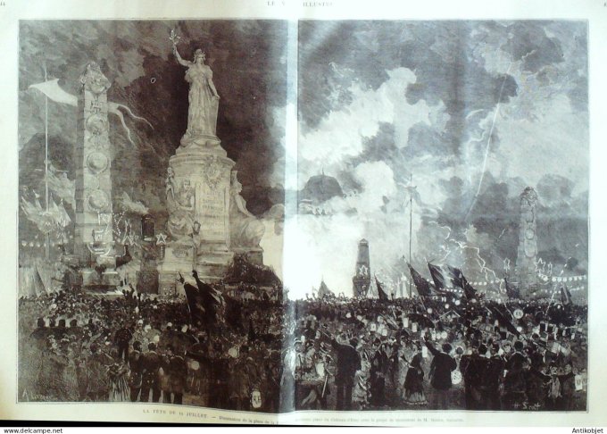 Le Monde illustré 1880 n°1217 fête du 14 Juillet Bastille fontaine de Médicis