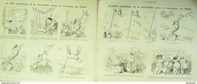 La Caricature 1880 #  30 La poudre parle le Feudartifiçomanie Robida Barret Draner