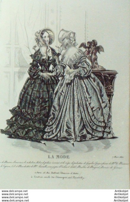 Gravure La mode 1840 # 10 (aquarelle old Fashion plate)