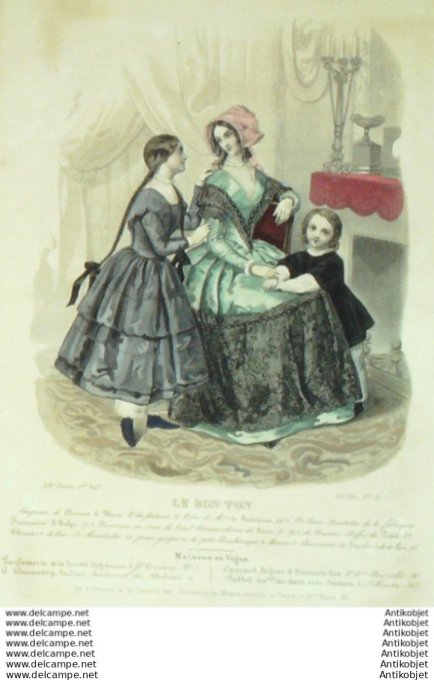 Gravure Mode Le Bon Ton 1847 14 # 31 (aquarelle old fashion plate)